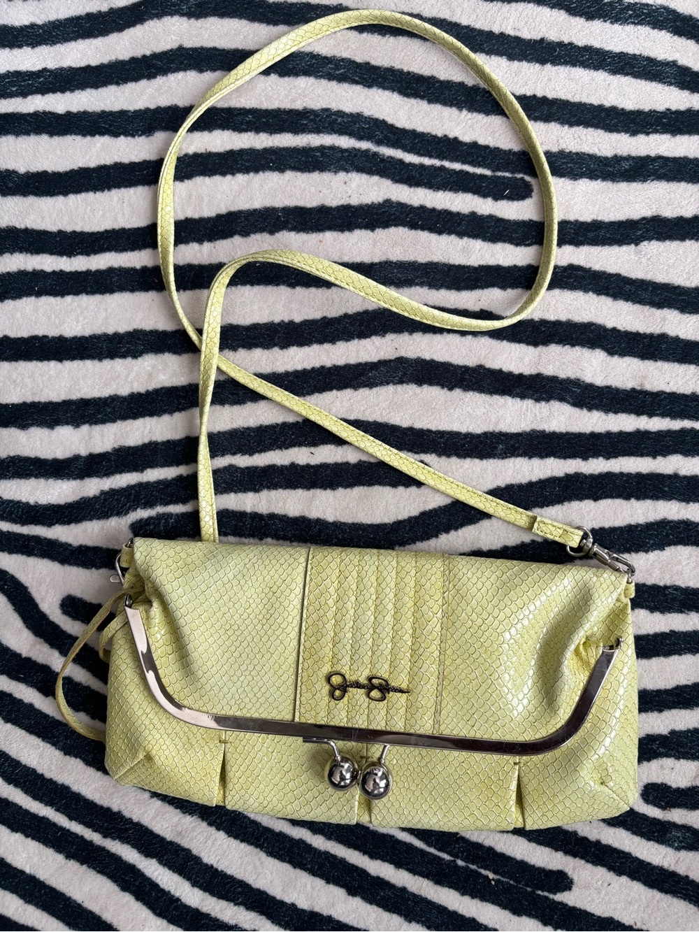 Jessica Simpson Textured Crossbody Bag Lime Green/Yellow